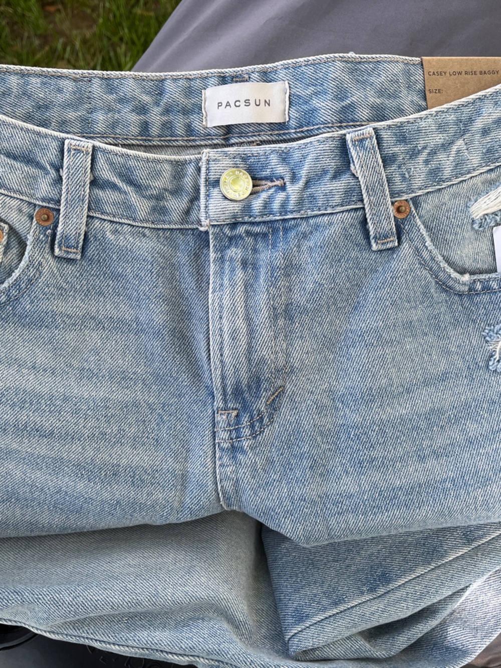 PacSun Light Blue Distressed Denim Casey Low Rise Baggy